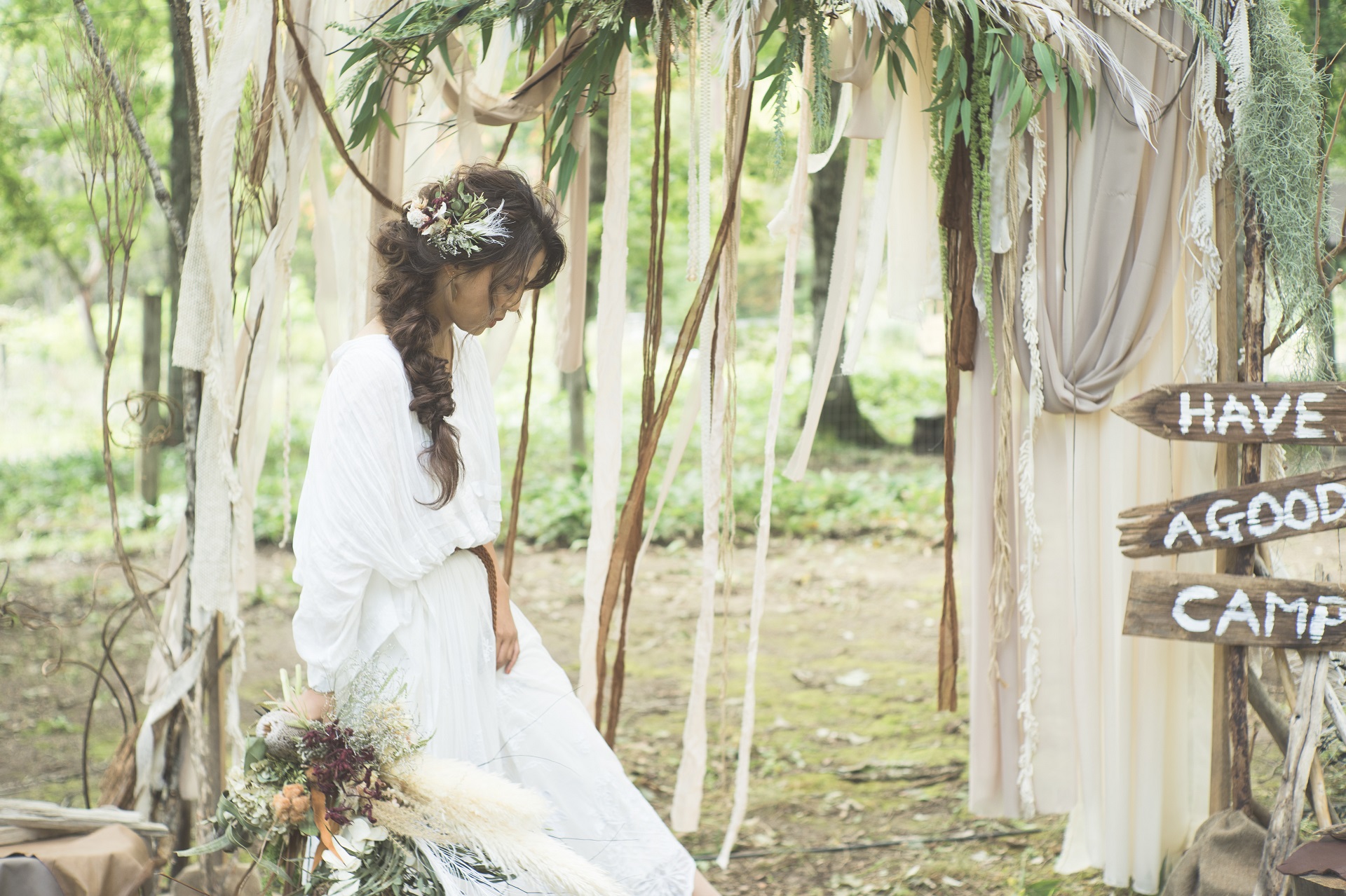 広島キャンプウェディングでの花嫁。