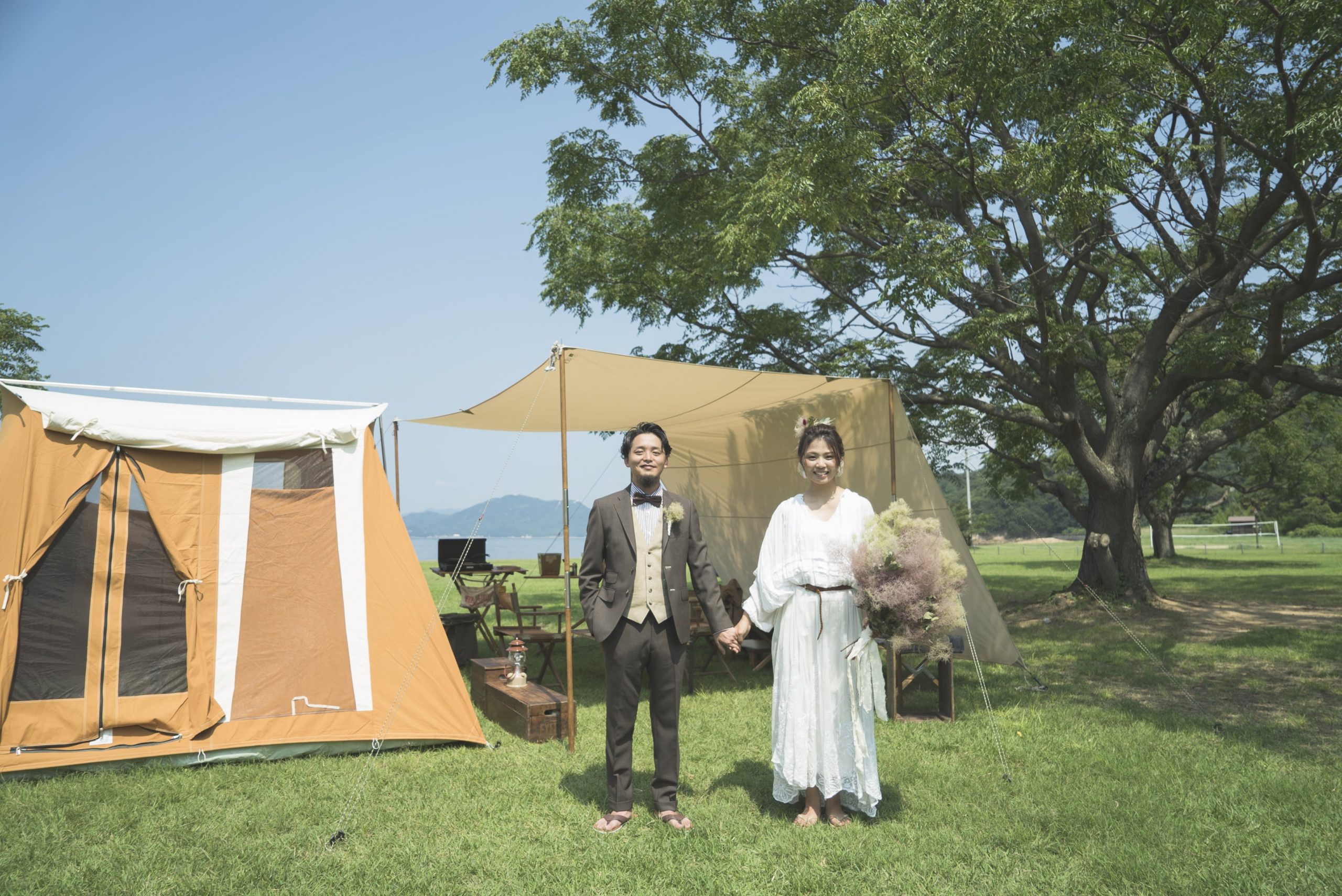 キャンプ好きな新郎新婦の結婚式前撮り