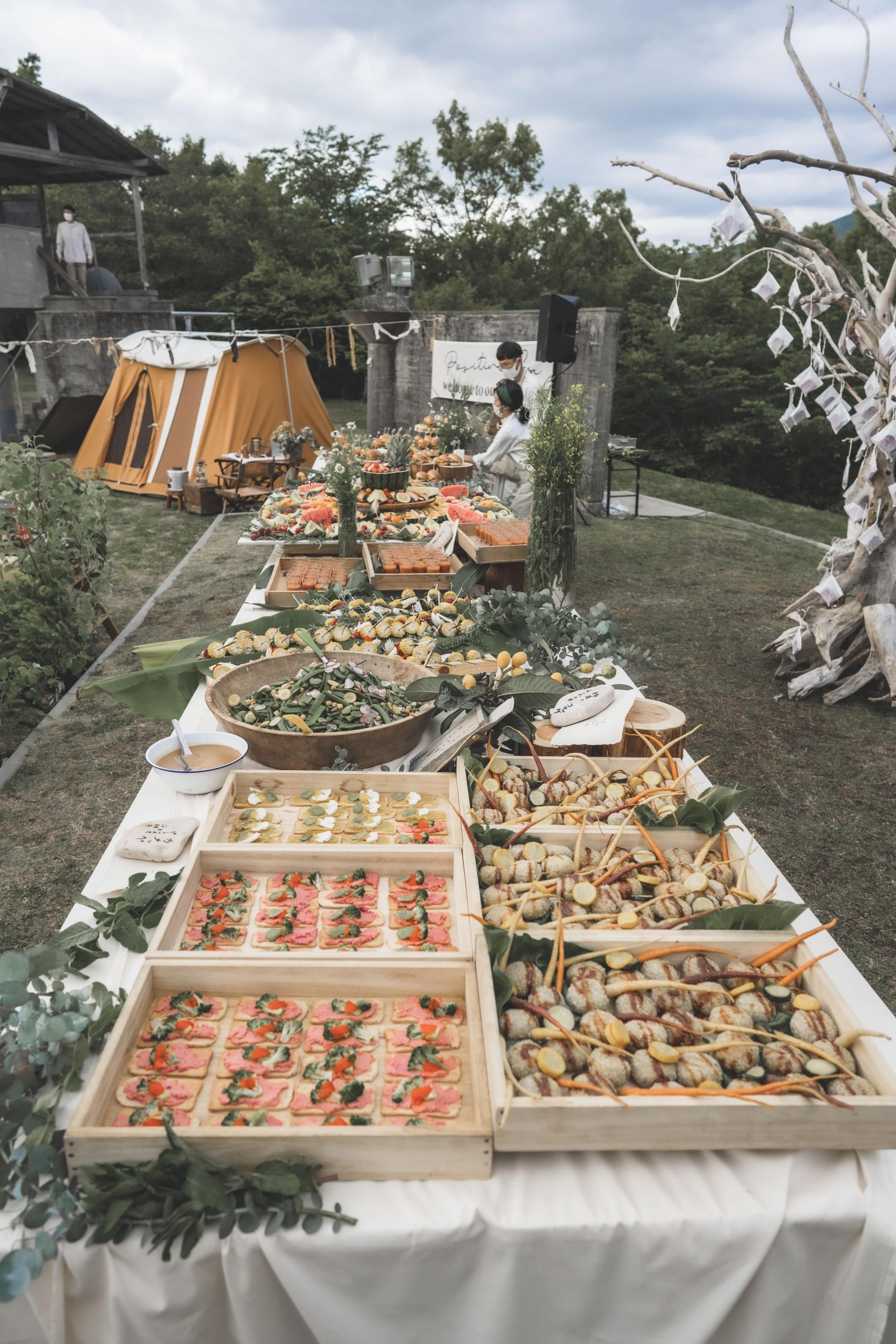 オーガニック料理のビュッフェ