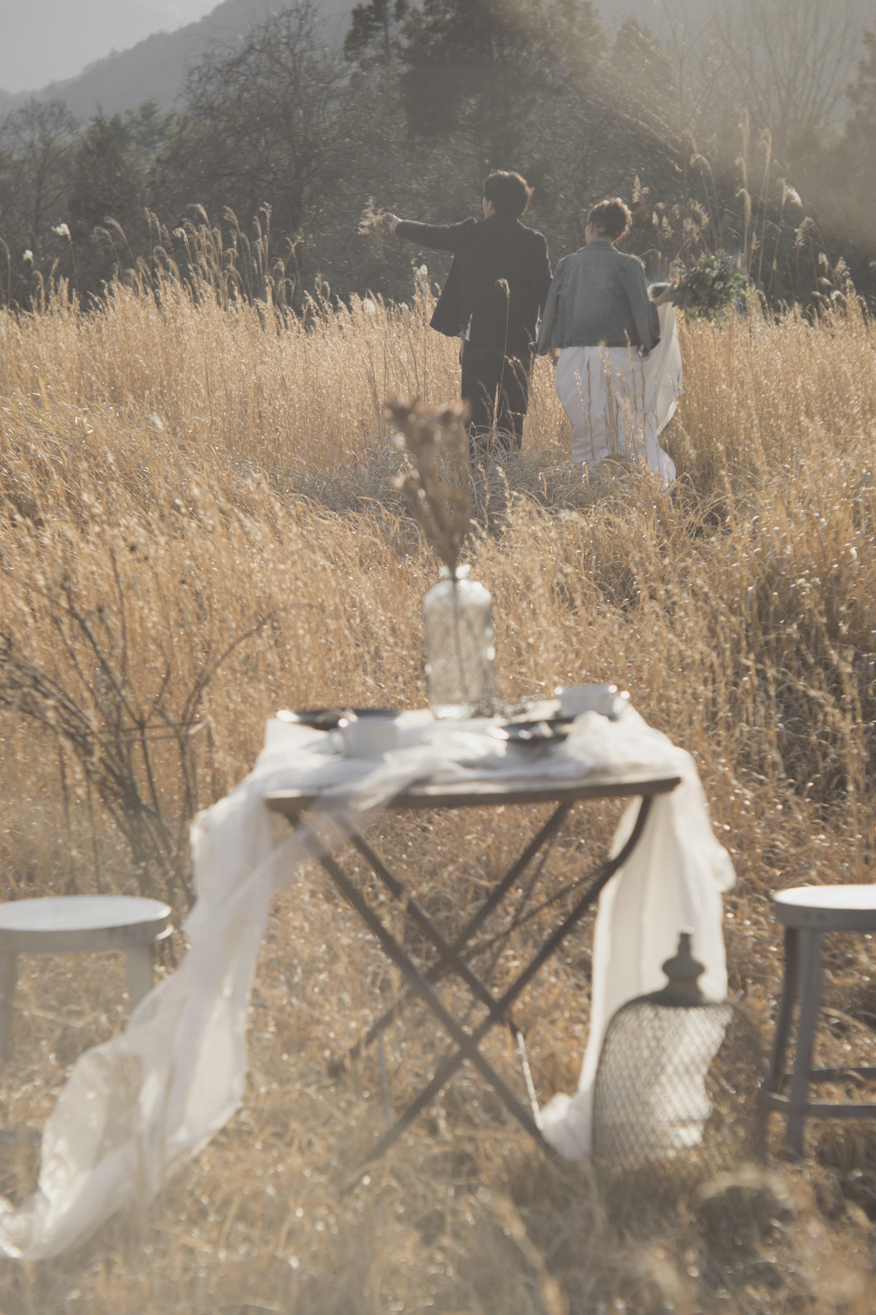 ロケーションフォトでの新郎新婦