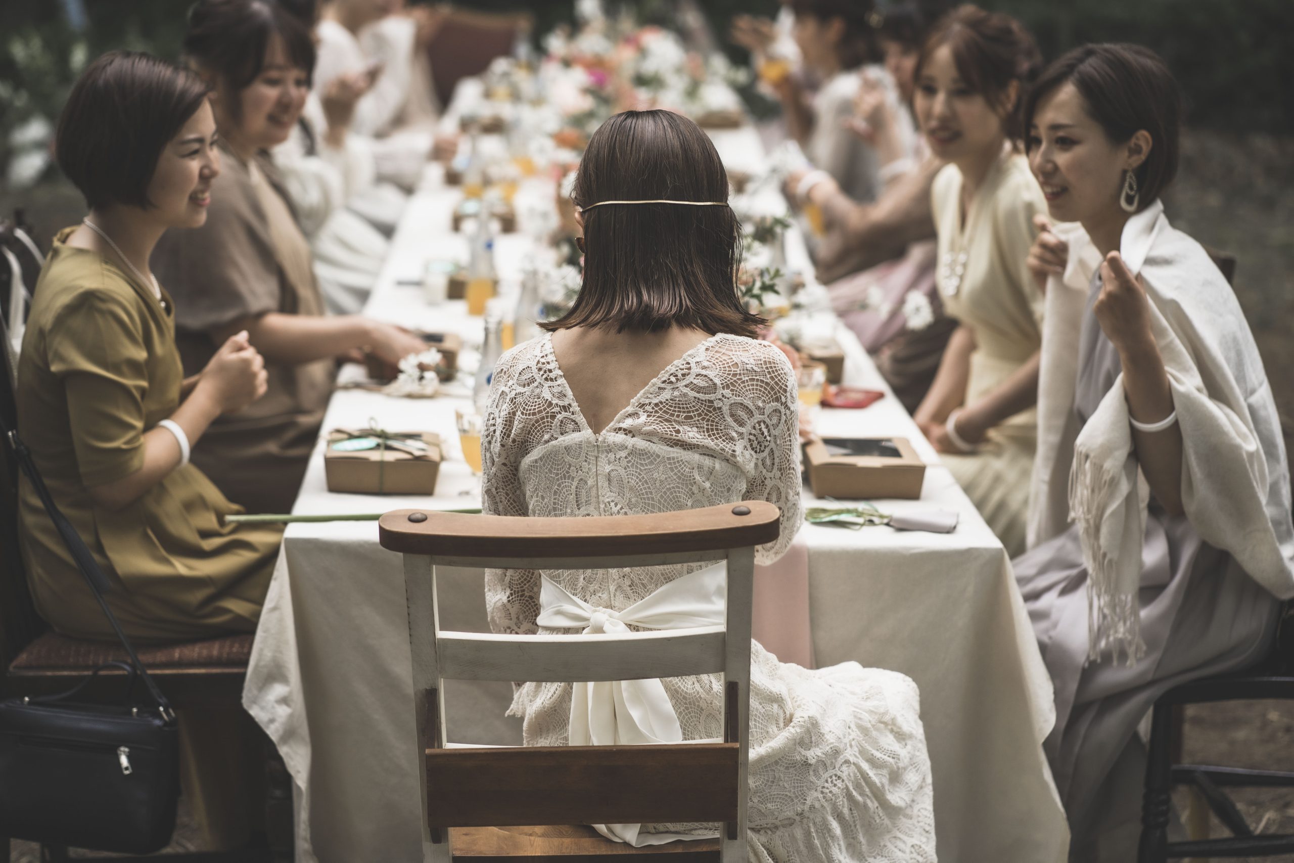 髪の毛をカットして再入場した新婦様