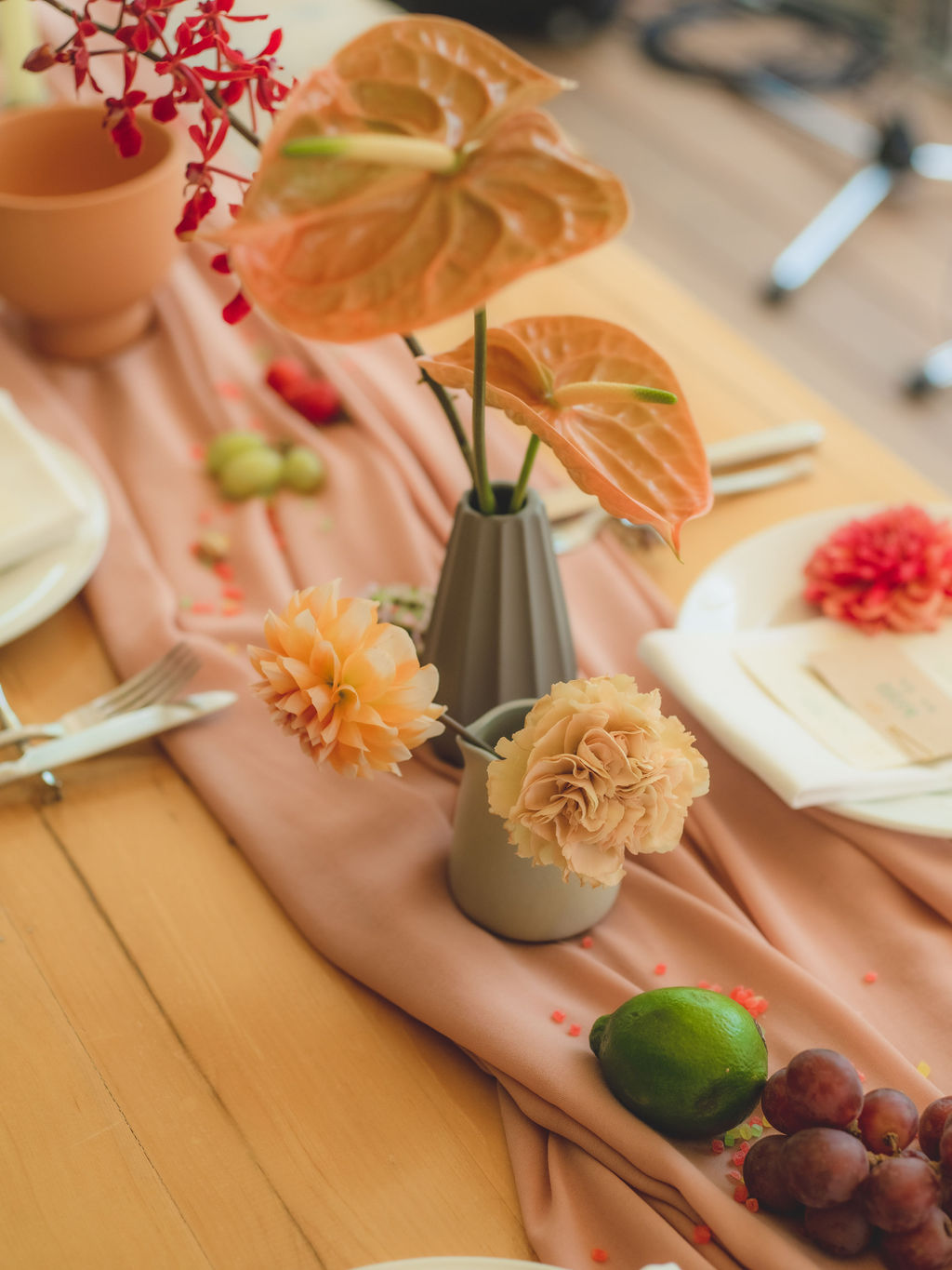 広島親族結婚式でのテーブル装花。